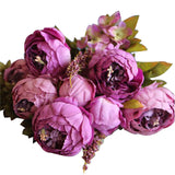 Umiwe 13 Heads European Style Fake Artificial Peony Silk Decorative Party Flowers For Home Hotel Wedding Office Garden Decor