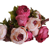 Umiwe 13 Heads European Style Fake Artificial Peony Silk Decorative Party Flowers For Home Hotel Wedding Office Garden Decor