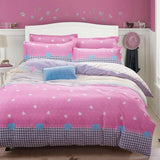 Plaid Bedding Set 4pcs polyester Cotton Duvet Cover Bed Sheet 2pcs Pillowcases Bedroom Textile Bed Linen Queen Kids Bed Set