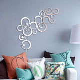 Fashion Home Decor Circles Mirror Style Removable
