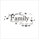 Family where life begins quote wall stickers