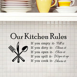 Kitchen Rules Living Room Kitchen Vinyl Wall Stickers for Kids Room Lettering Art Quote Decals Home Poster Sofa Wall Decoration