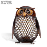 Tooarts Owl Shaped Figurine Piggy Bank Money Box Metal Figurine Coin Box Saving Box Home Decor Decoration Crafts Gift For Kids