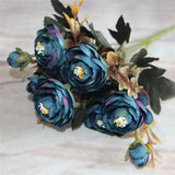New Hot Vivid 6 Branches Autumn Artificial Fake Camellia Flower Home Room Bridal Hydrangea Decor Real Touch