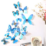 New Qualified Wall Stickers 12pcs Decal Wall Stickers Home Decorations 3D Butterfly Rainbow  PVC Wallpaper for living room