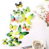 New Qualified Wall Stickers 12pcs Decal Wall Stickers Home Decorations 3D Butterfly Rainbow  PVC Wallpaper for living room