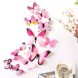 New Qualified Wall Stickers 12pcs Decal Wall Stickers Home Decorations 3D Butterfly Rainbow  PVC Wallpaper for living room