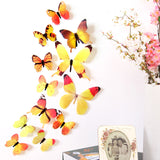New Qualified Wall Stickers 12pcs Decal Wall Stickers Home Decorations 3D Butterfly Rainbow  PVC Wallpaper for living room