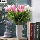 Luyue 31pcsTulip Artificial Flower PU artificial bouquet Real touch flowers For Home Wedding decorative flowers & wreaths