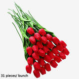 Luyue 31pcsTulip Artificial Flower PU artificial bouquet Real touch flowers For Home Wedding decorative flowers & wreaths