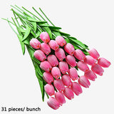 Luyue 31pcsTulip Artificial Flower PU artificial bouquet Real touch flowers For Home Wedding decorative flowers & wreaths