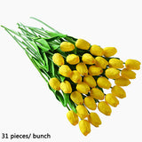 Luyue 31pcsTulip Artificial Flower PU artificial bouquet Real touch flowers For Home Wedding decorative flowers & wreaths