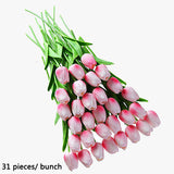 Luyue 31pcsTulip Artificial Flower PU artificial bouquet Real touch flowers For Home Wedding decorative flowers & wreaths