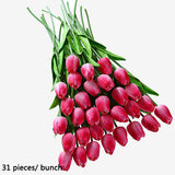 Luyue 31pcsTulip Artificial Flower PU artificial bouquet Real touch flowers For Home Wedding decorative flowers & wreaths