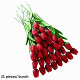 Luyue 31pcsTulip Artificial Flower PU artificial bouquet Real touch flowers For Home Wedding decorative flowers & wreaths