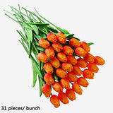 Luyue 31pcsTulip Artificial Flower PU artificial bouquet Real touch flowers For Home Wedding decorative flowers & wreaths
