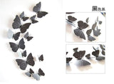 Hot Sale 3D Butterfly Wall Decals 12pcs/Set 6big+6small PVC 3D Butterfly Wall Sticker for Home Decoration