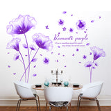 Flower Wall Sticker Purple Color Romantic