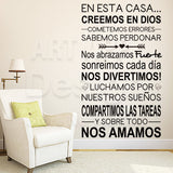 Spanish Home rules words wall sticker