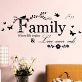 Family where life begins quote wall stickers