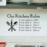 Kitchen Rules Living Room Kitchen Vinyl Wall Stickers for Kids Room Lettering Art Quote Decals Home Poster Sofa Wall Decoration
